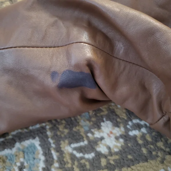 STAVROS Vtg Penny Lane Leather Coat Fox Fur Trim 80s - Picture 9 of 16